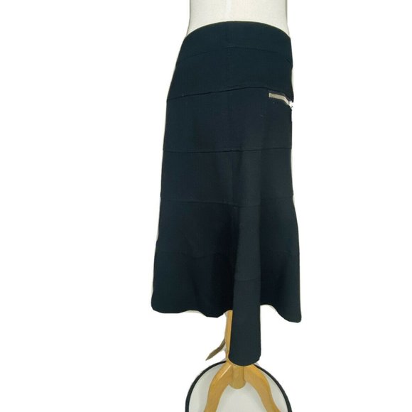 Kenar A-line Skirt Sz 8 Black With Silver Zippers - Picture 3 of 7